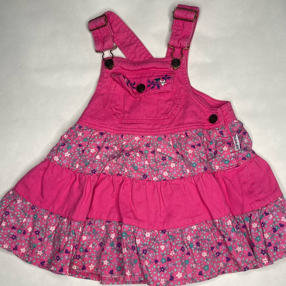 Girls vintage Paddington fuscia pink overalls suspenders‎ dress 3T